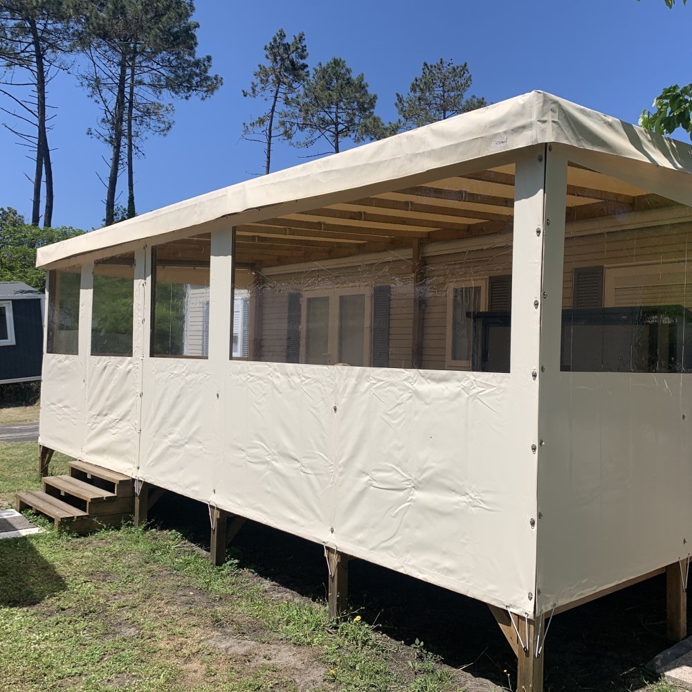 Bâche de façade en PVC pour terrasse de mobil-home, 7.50m